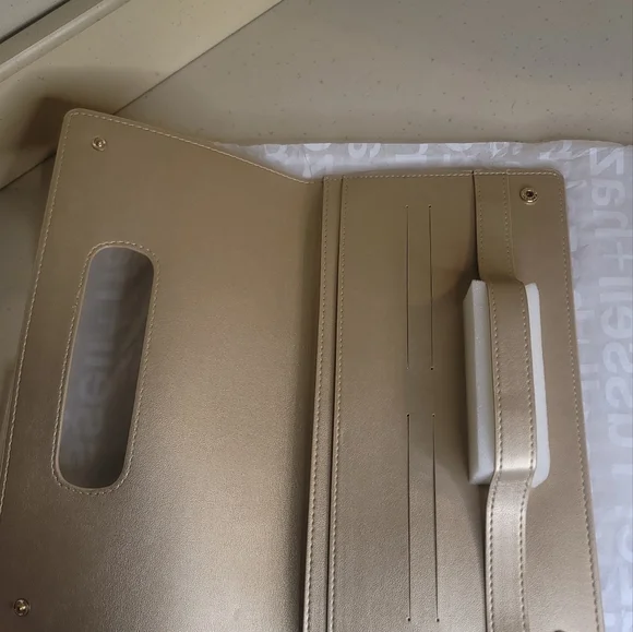 Gold Vegan Leather Clutch Bag & Wallet - Picture 11 of 13